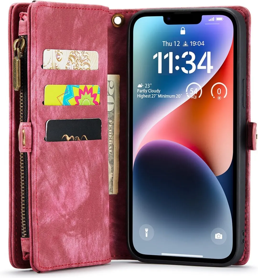 CaseMe 008 iPhone 15 Pro Hoesje - 2-in-1 Book Case & Portemonnee - Pink - afbeelding 6 van 6