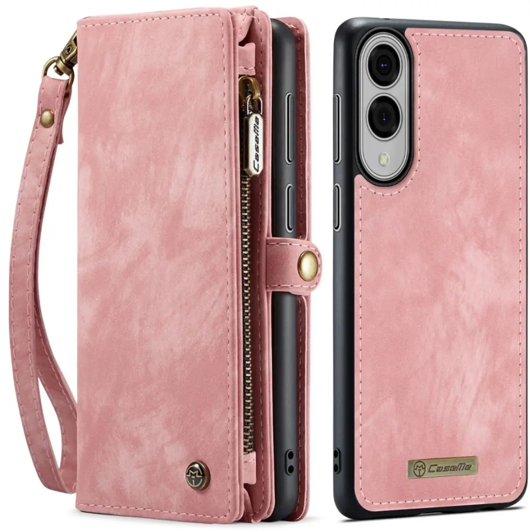 Caseme Samsung Galaxy S25 Edge Hoes - Vintage 2-in-1 Portemonnee Lichtroze