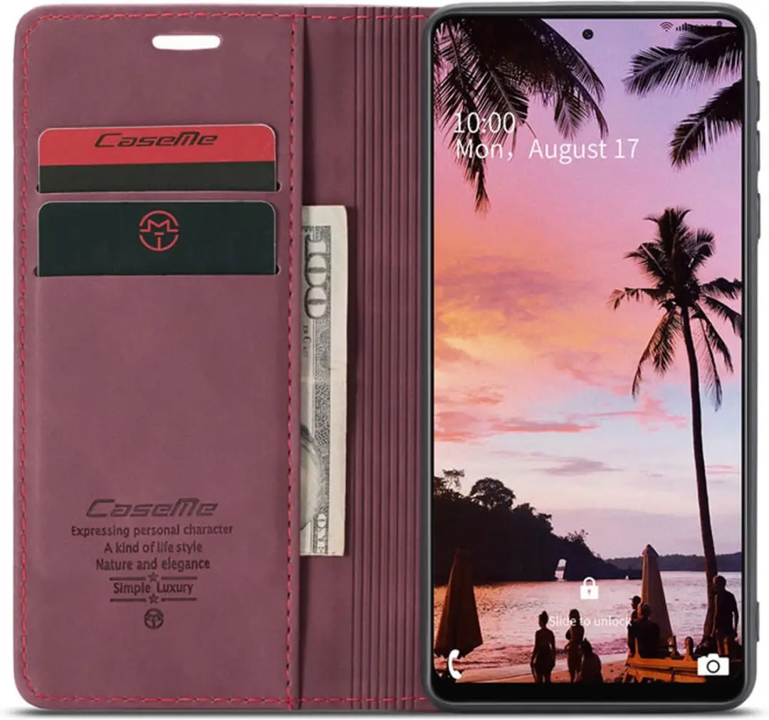 Caseme Samsung Galaxy A72 5G Wallet Book Hoesje - Magneetsluiting - Rood - A726-12