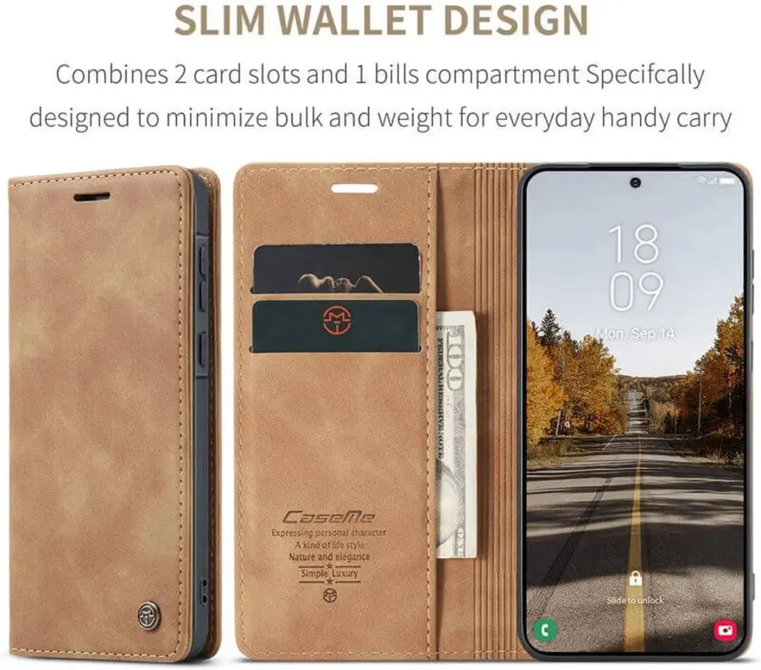 Caseme 013 Hoesje Samsung Galaxy A37 - Book Case Bruin - afbeelding 6 van 6