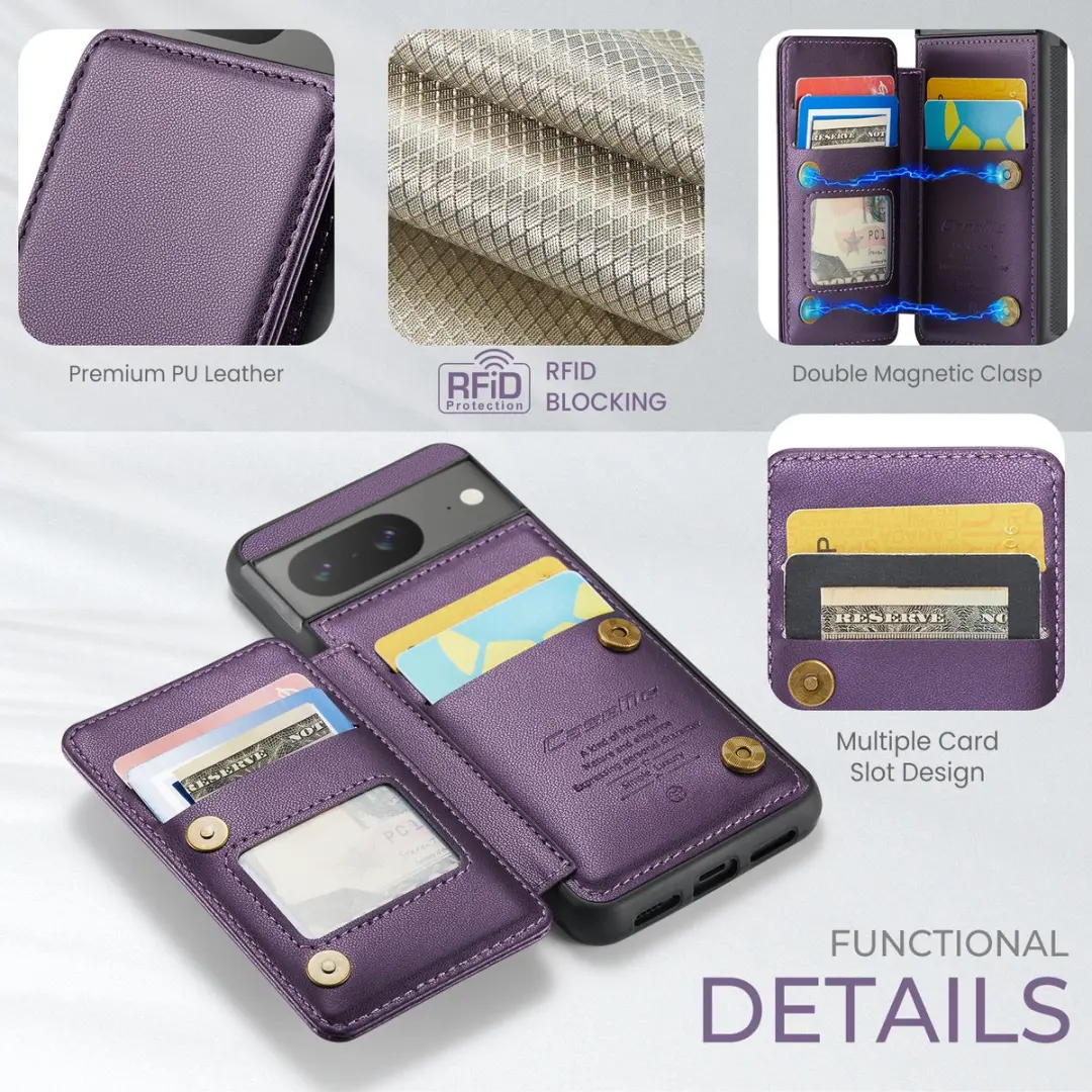 Caseme Portemonnee Backcover Pixel 8 - Anti-RFID - 4 Pasjes - Paars