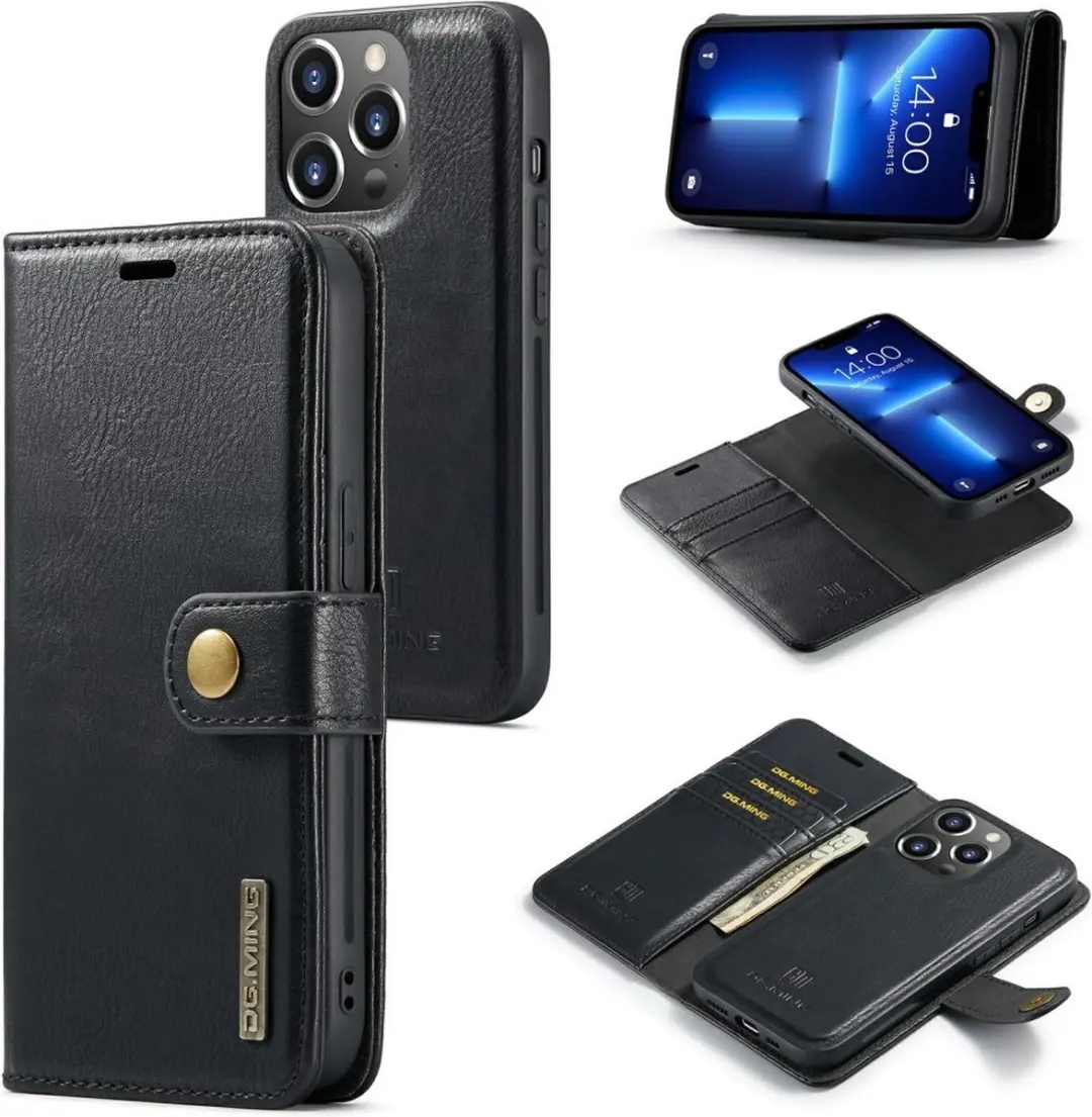 DG.MING iPhone 15 Pro Max Hoesje 2-in-1 Book Case - Zwart