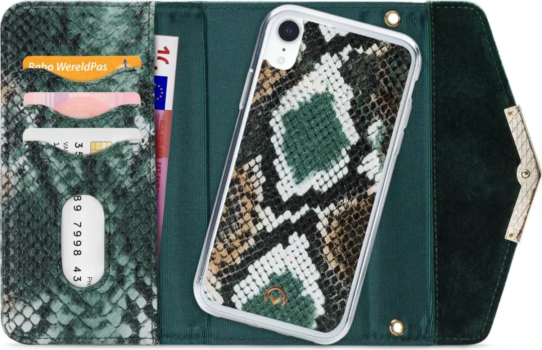 Mobilize Velvet Clutch iPhone XR - 4 Pasjes - Groen