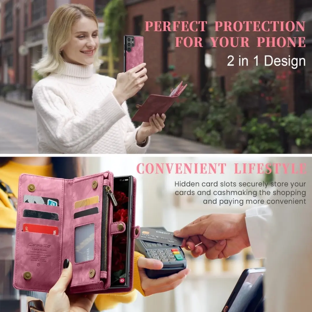 Caseme 008 Hoesje Samsung Galaxy S24 Ultra - 2-in-1 Book Case Rood