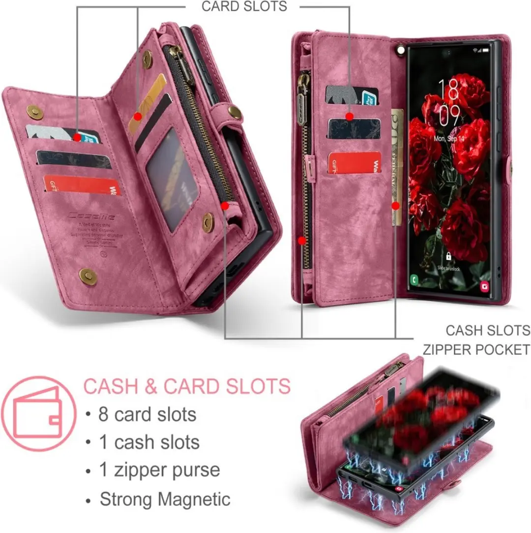 Caseme 008 Hoesje Samsung Galaxy S24 Ultra - 2-in-1 Book Case Rood