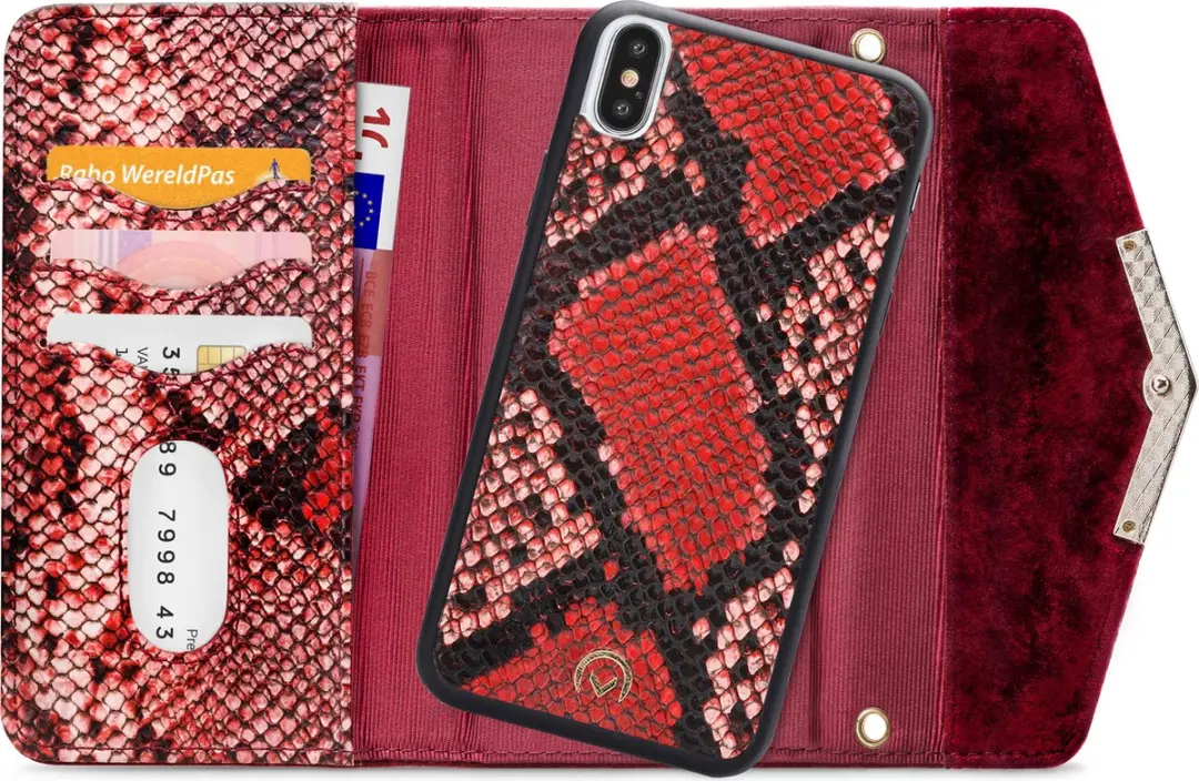 Mobilize Gelly Velvet iPhone X Telefoonhoesje - Rood - 4 Pasjes