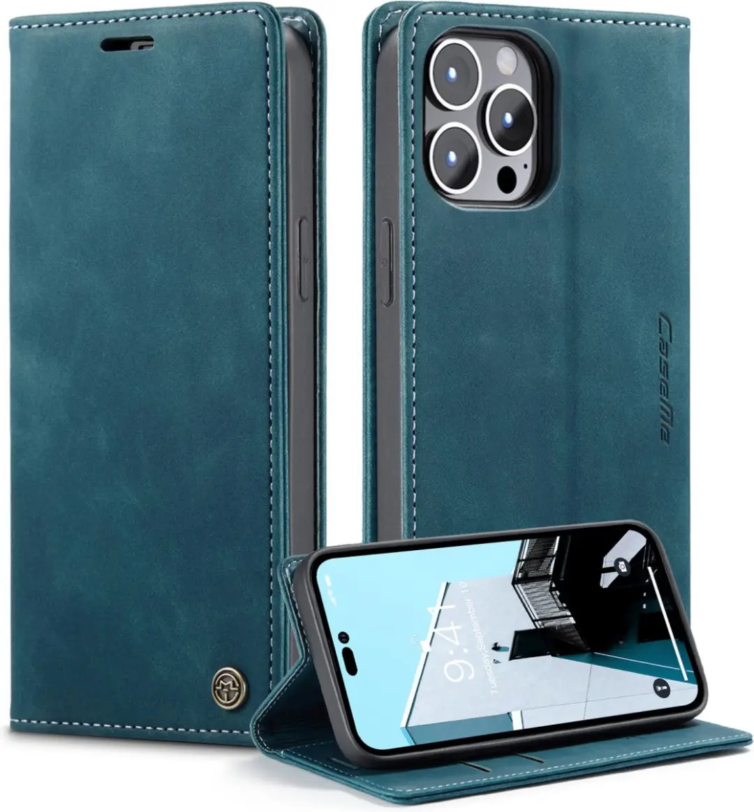 Caseme Retro Wallet Case CSM-37179 - iPhone 14 Pro - Blauw