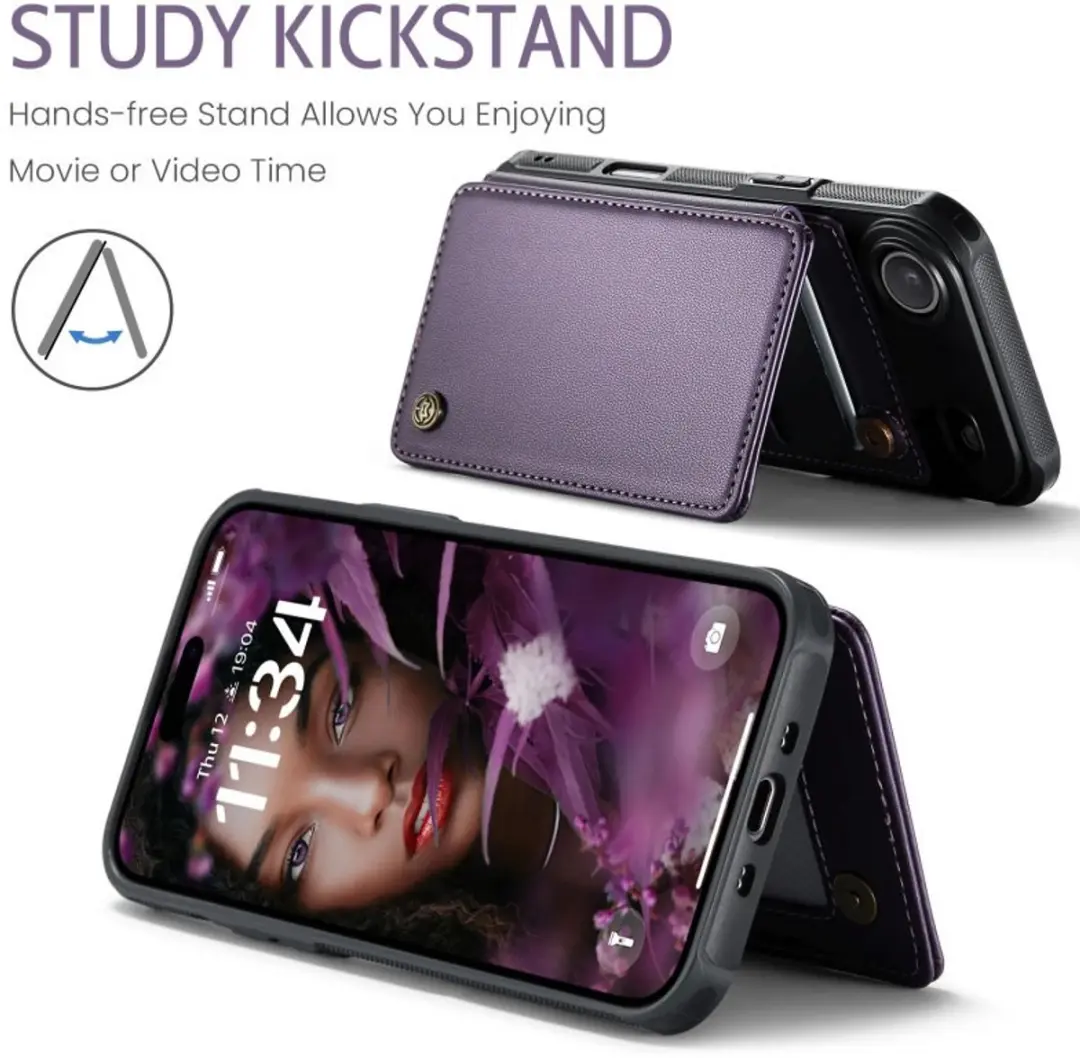 Caseme Portemonnee Backcover iPhone Air - Anti-RFID - 4 Pasjes - Paars - afbeelding 6 van 6