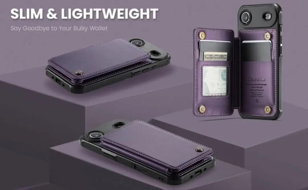 Caseme Portemonnee Backcover iPhone Air - Anti-RFID - 4 Pasjes - Paars
