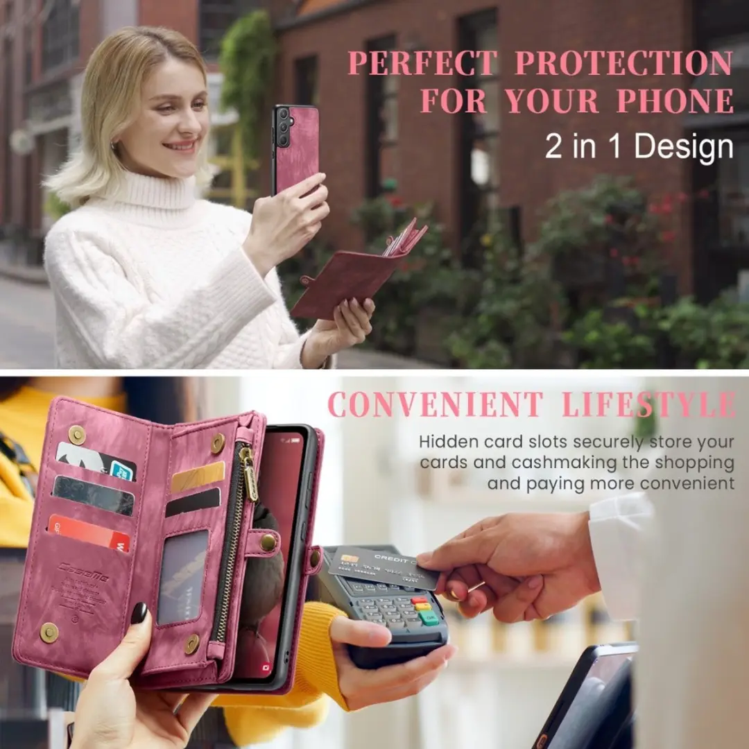 Caseme 008 Hoesje Samsung Galaxy A55 - Portemonnee Rood