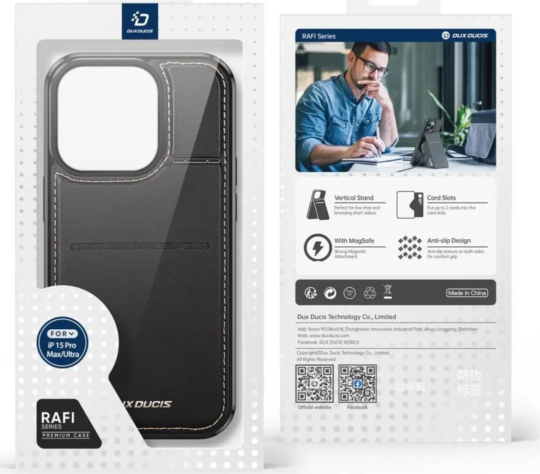 Dux Ducis Rafi Series iPhone 15 Pro Max Hoesje - MagSafe - Zwart