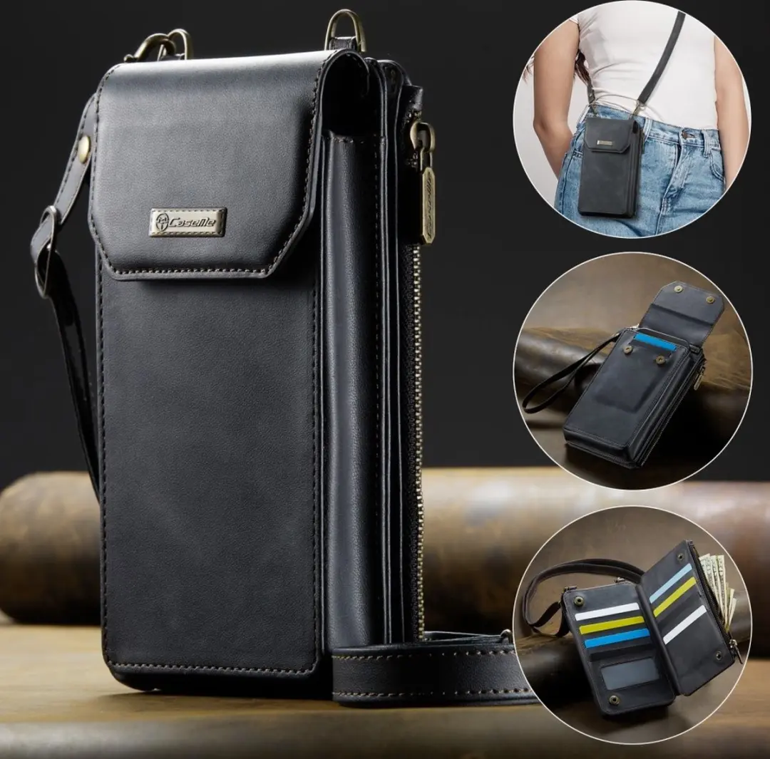 Caseme Me40 Crossbody Telefoontasje - 10 Pasjes - Zwart - afbeelding 6 van 6