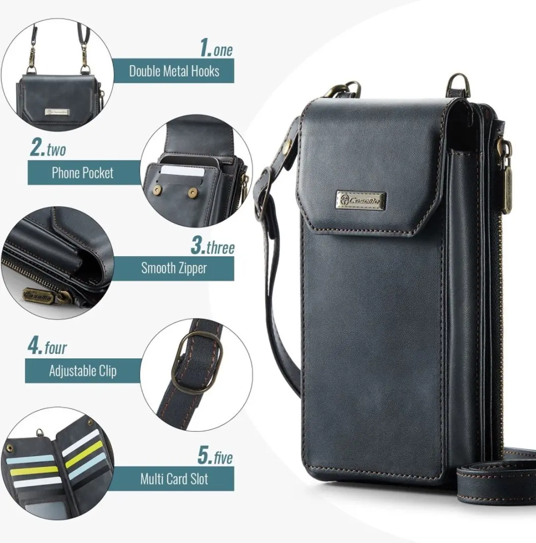 Caseme Me40 Crossbody Telefoontasje - 10 Pasjes - Zwart