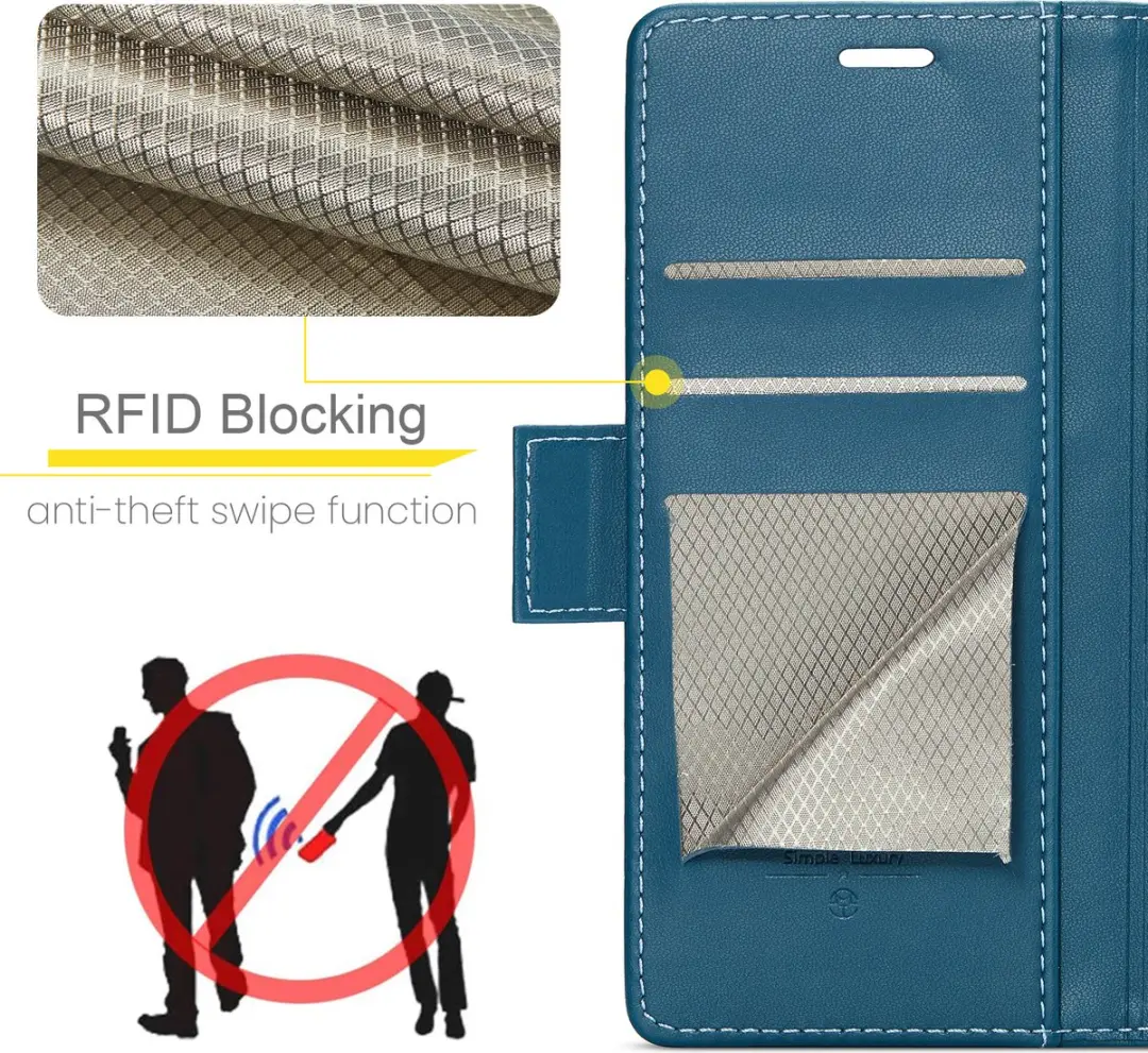 Caseme Wallet Case iPhone 16 - Blauw - RFID Bescherming