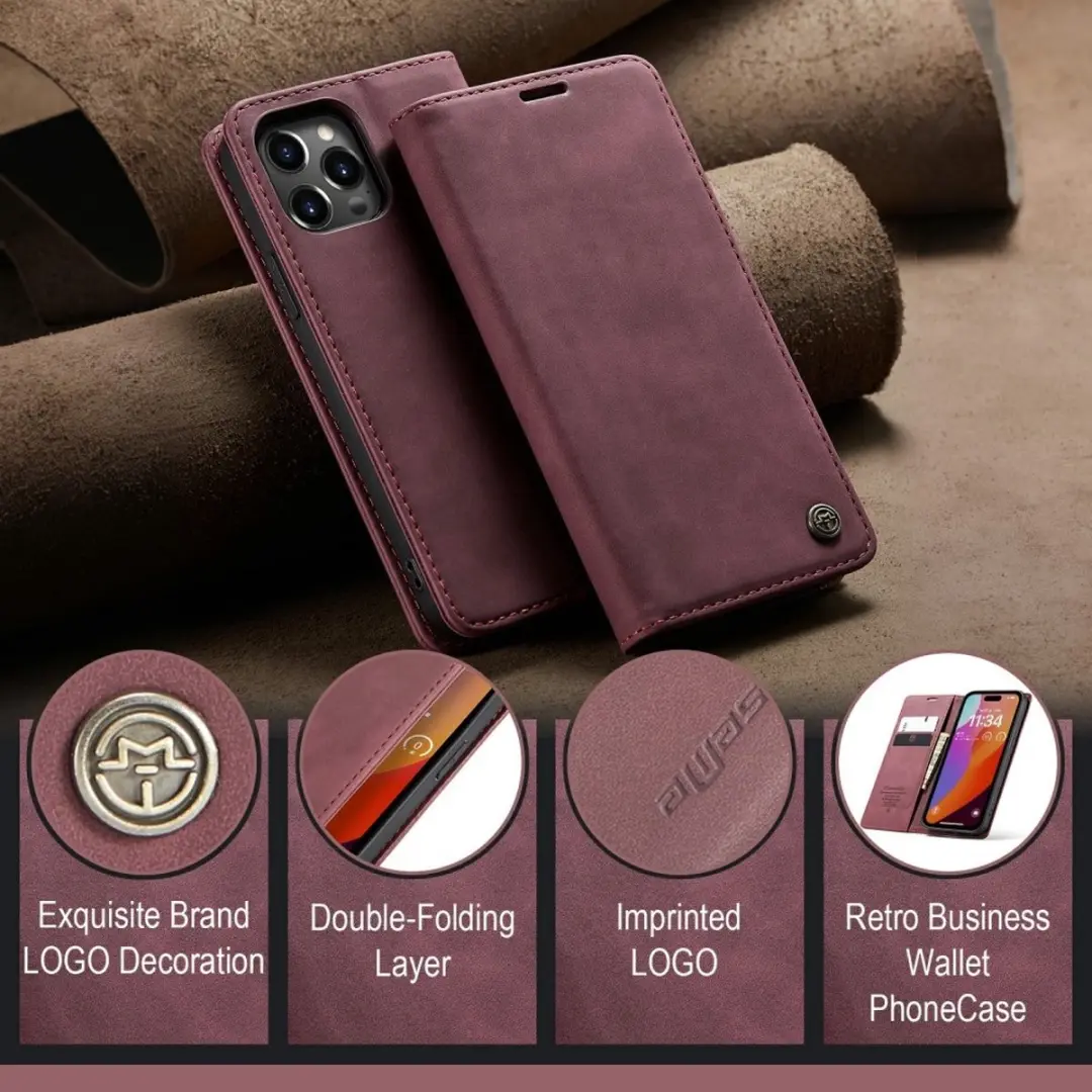 CaseMe 013 Book Case iPhone 16 Pro Max - Bordeaux
