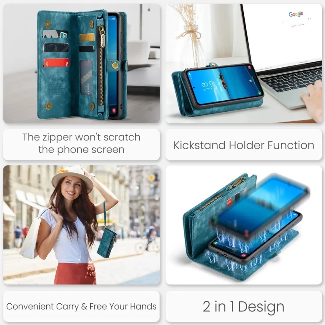 Caseme 008 Hoesje Samsung Galaxy A36 - Blauw - 8 Pasjes
