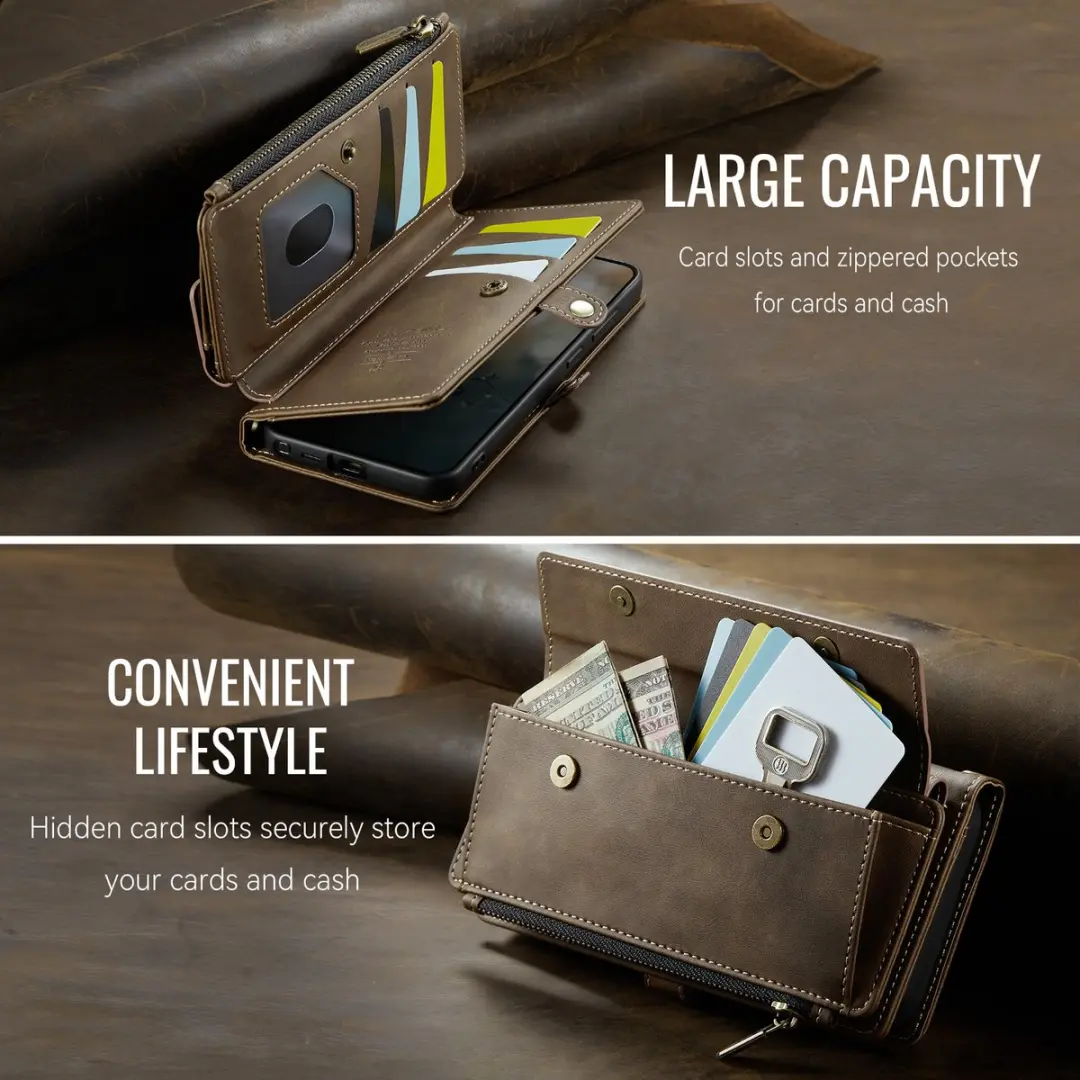 Caseme Samsung Galaxy S26 Ultra Hoesje Portemonnee - 9 Pasjes - Bruin