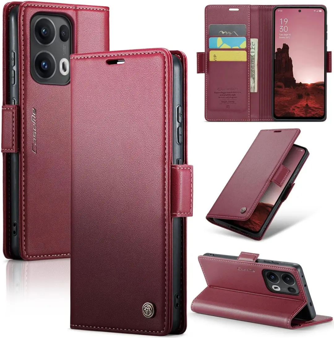 Caseme Litchi Texture Book Wallet Case Rood