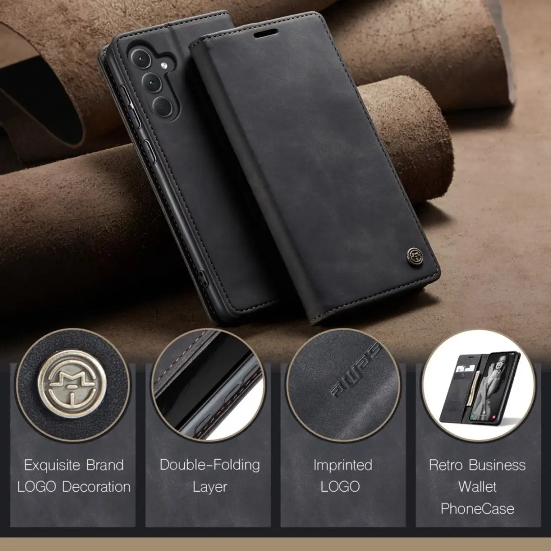 Caseme 013 Book Case Hoesje Samsung Galaxy A56 - Zwart