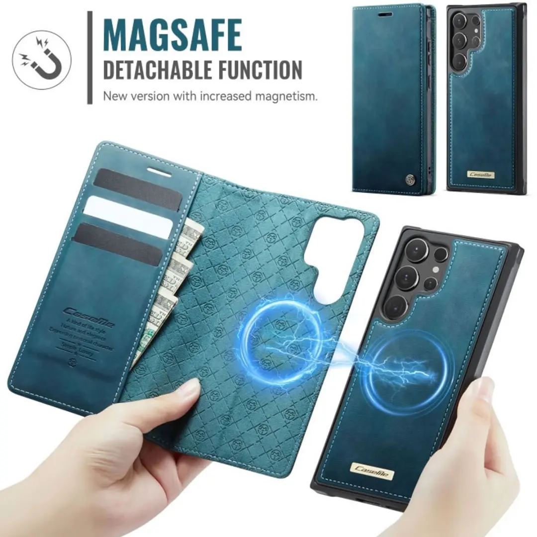Caseme Luxe 2-in-1 Magnetische Portemonneehoes Galaxy S25 Ultra - Blauw - afbeelding 6 van 6