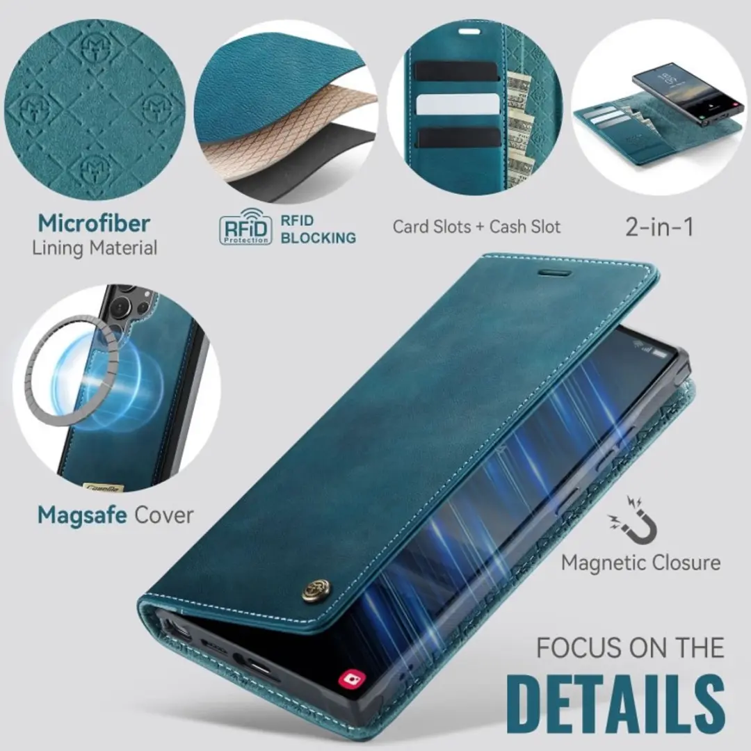 Caseme Luxe 2-in-1 Magnetische Portemonneehoes Galaxy S25 Ultra - Blauw
