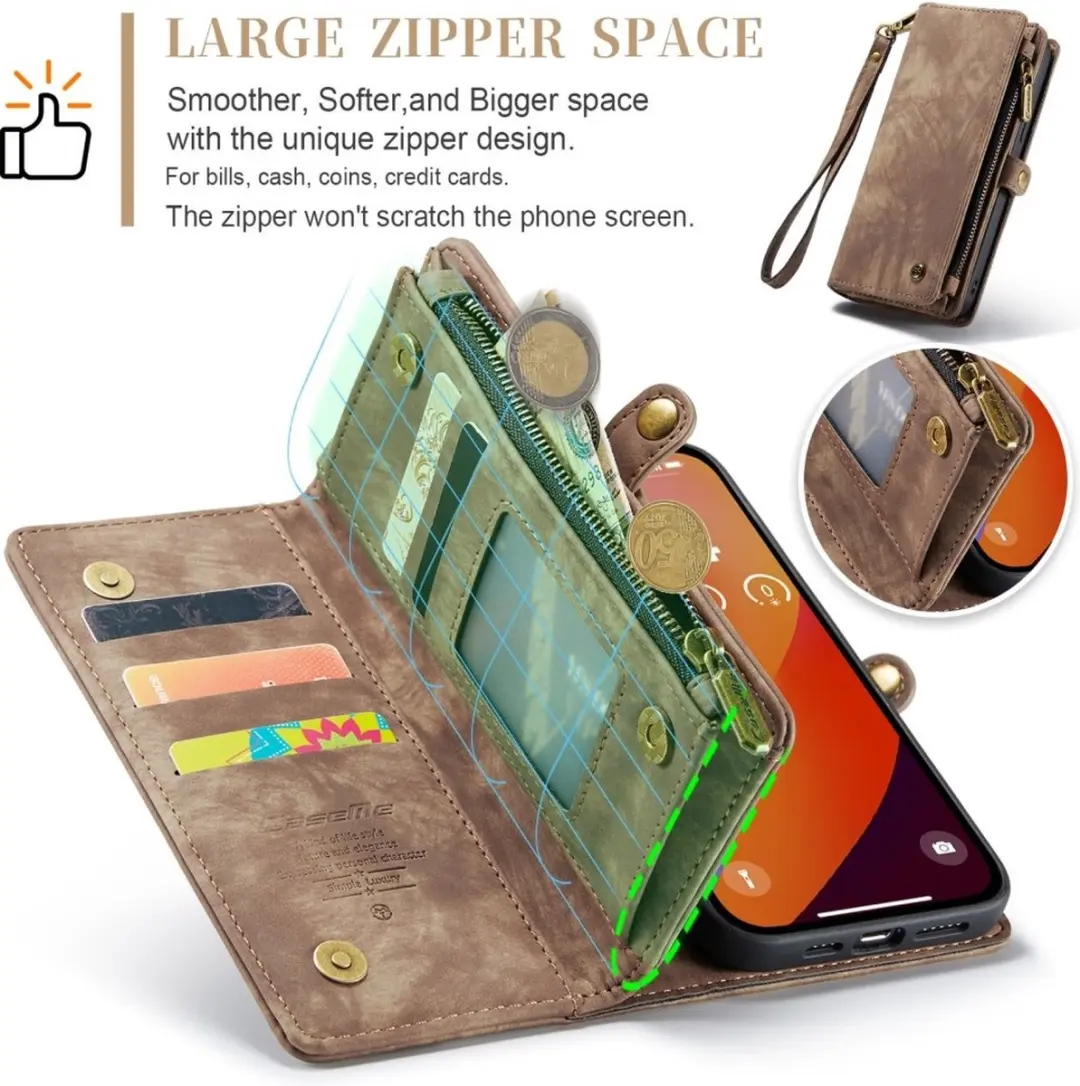 Caseme iPhone 16 Pro Hoesje Vintage 2-in-1 Portemonnee - Bruin - 8 Pasjes