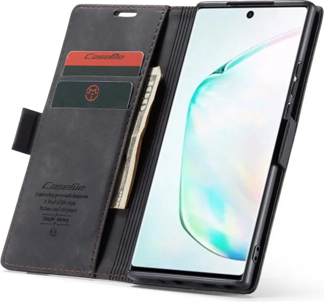 Caseme Book Case Samsung Galaxy Note 10 Lite - 2 Pasjes - Zwart - afbeelding 6 van 6