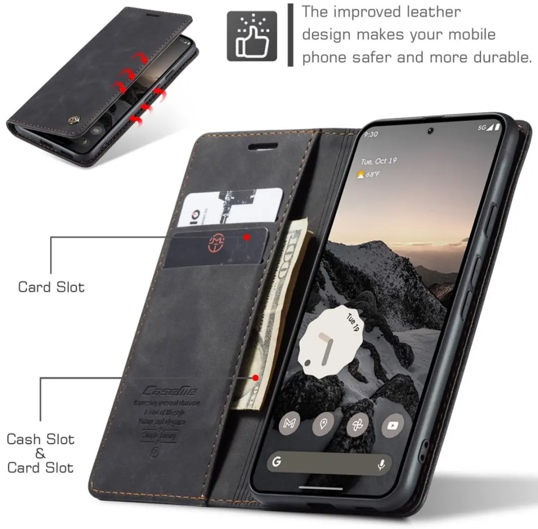 Caseme 013 Book Case Hoesje - Google Pixel 9a - Zwart