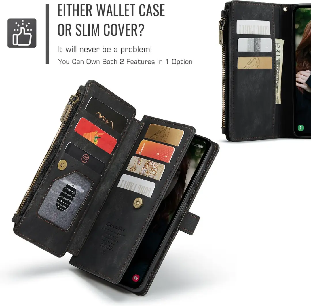 Caseme C30 Book Case Hoesje - Samsung Galaxy S24 FE - 10 Pasjes - Zwart