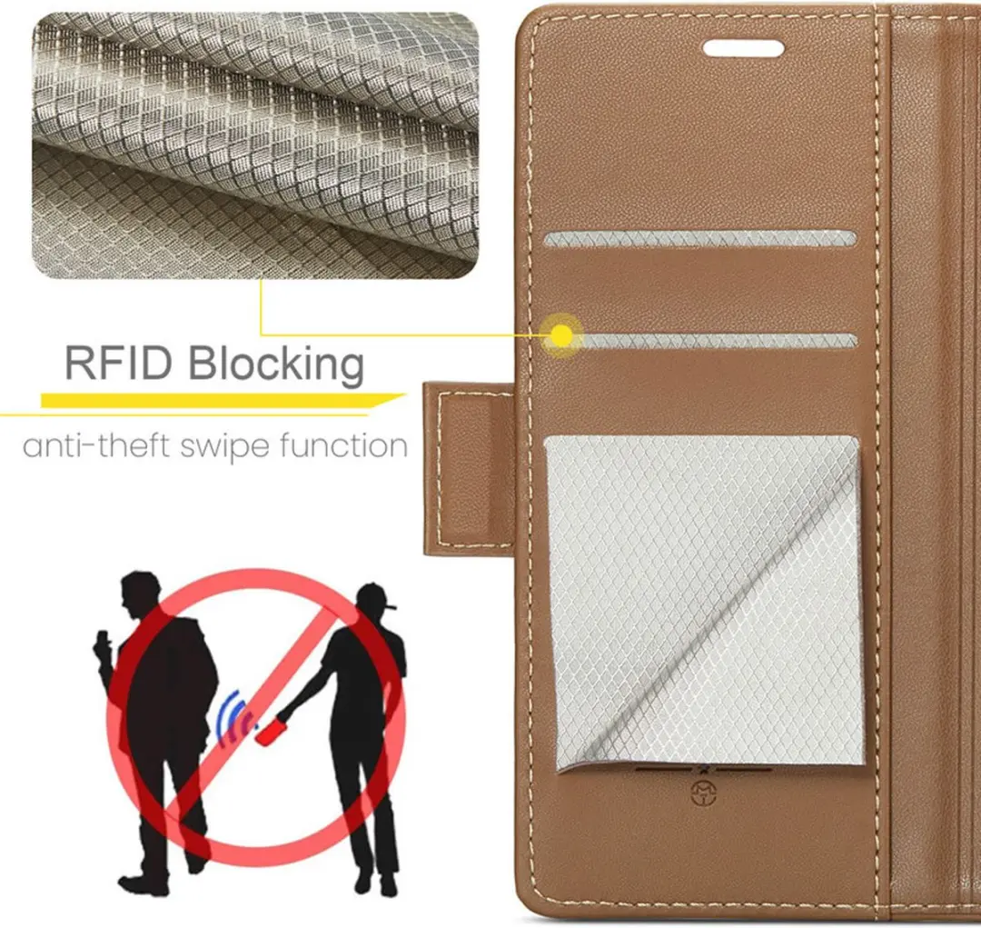 CaseMe Wallet Case iPhone 14 Pro - RFID Bruin - afbeelding 6 van 6