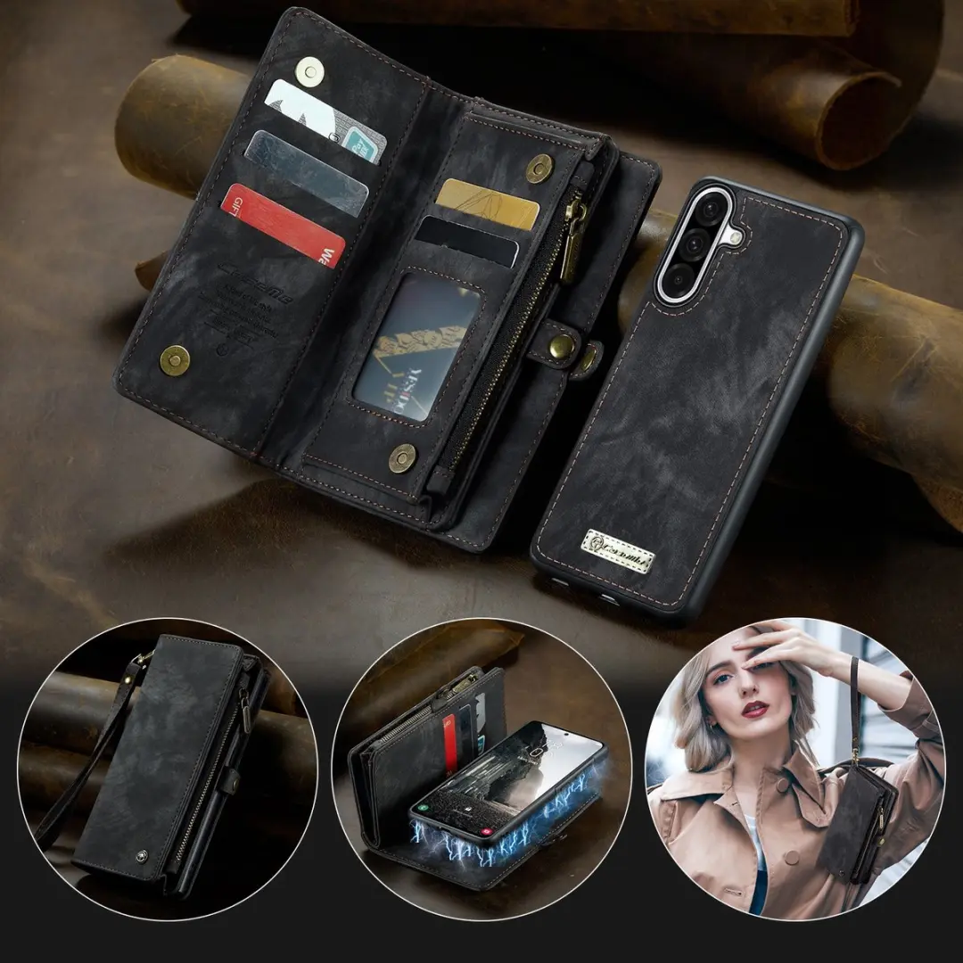 Caseme 008 Hoesje Samsung Galaxy A17 - 2-in-1 Book Case - 8 Pasjes - Zwart