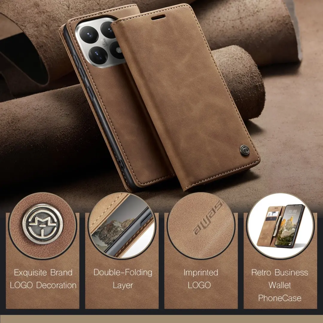 Caseme 013 Book Case Hoesje Xiaomi 15T - 2 Pasjes - Bruin