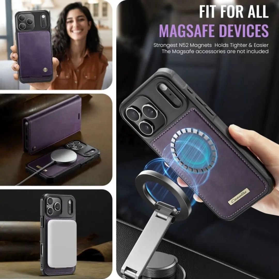 Caseme iPhone 17 Pro Portemonneehoes - Paars