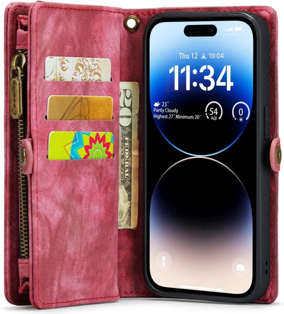 Caseme Vintage Portemonneehoesje CSM-39272 - iPhone 15 Pro Max - Rood