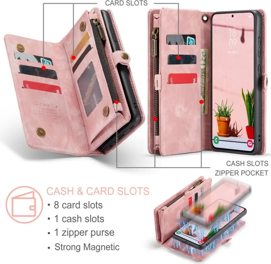 Caseme 008 Hoesje Samsung Galaxy S25 Plus - Roze - 8 Pasjes
