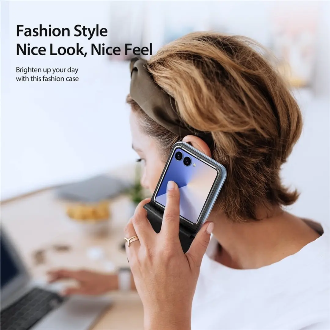 Dux Ducis Leren Hoes Samsung Galaxy Z Flip 7 - Zwart