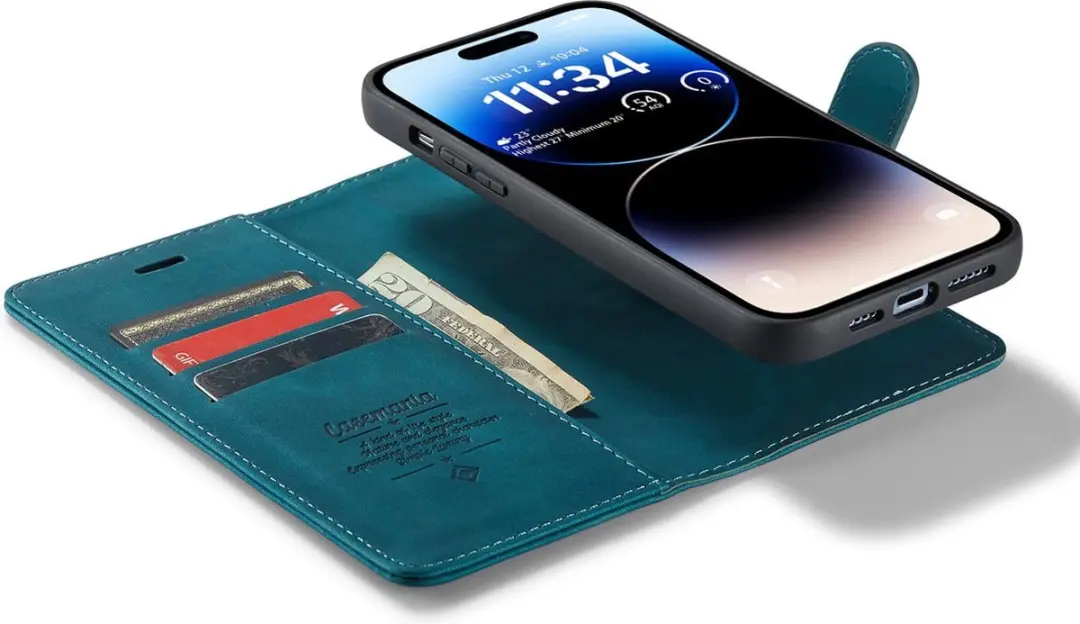 Caseme iPhone 15 Pro Max Bookcase Hoesje - Groen - 4 Pasjes