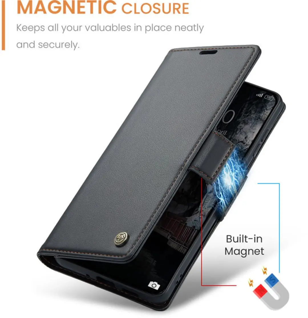 Caseme Wallet Case Xiaomi 15T - RFID Bescherming - 3 Pasjes - Zwart