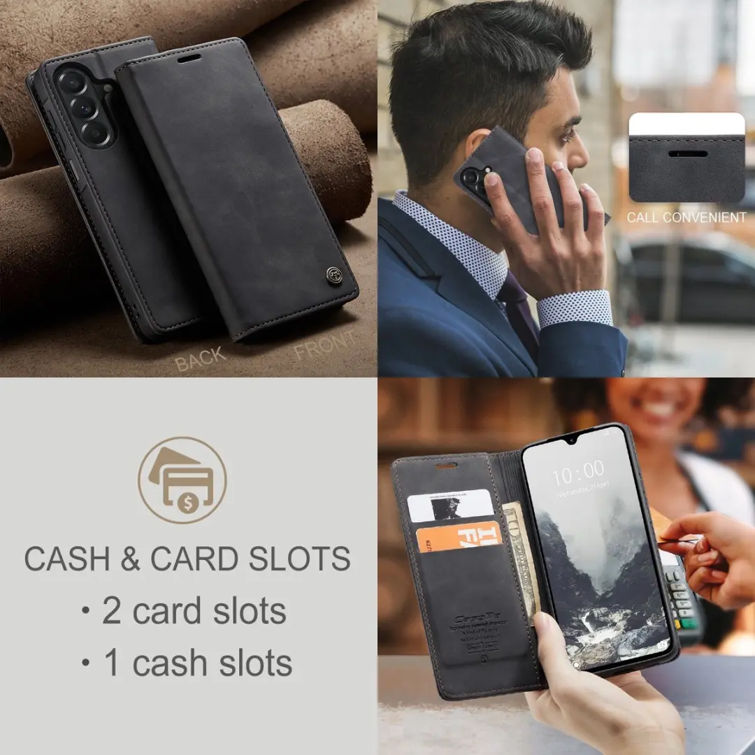 Caseme Hoesje Samsung Galaxy A27 Book Case - 2 Pasjes - Zwart