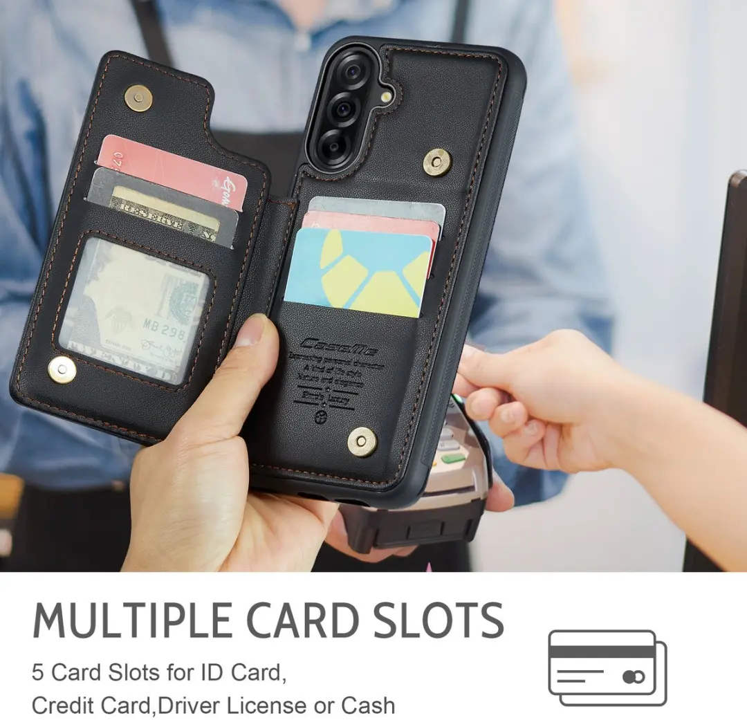 Caseme Luxe Portemonnee Backcover Galaxy A56 - Anti-RFID - 4 Pasjes - Zwart