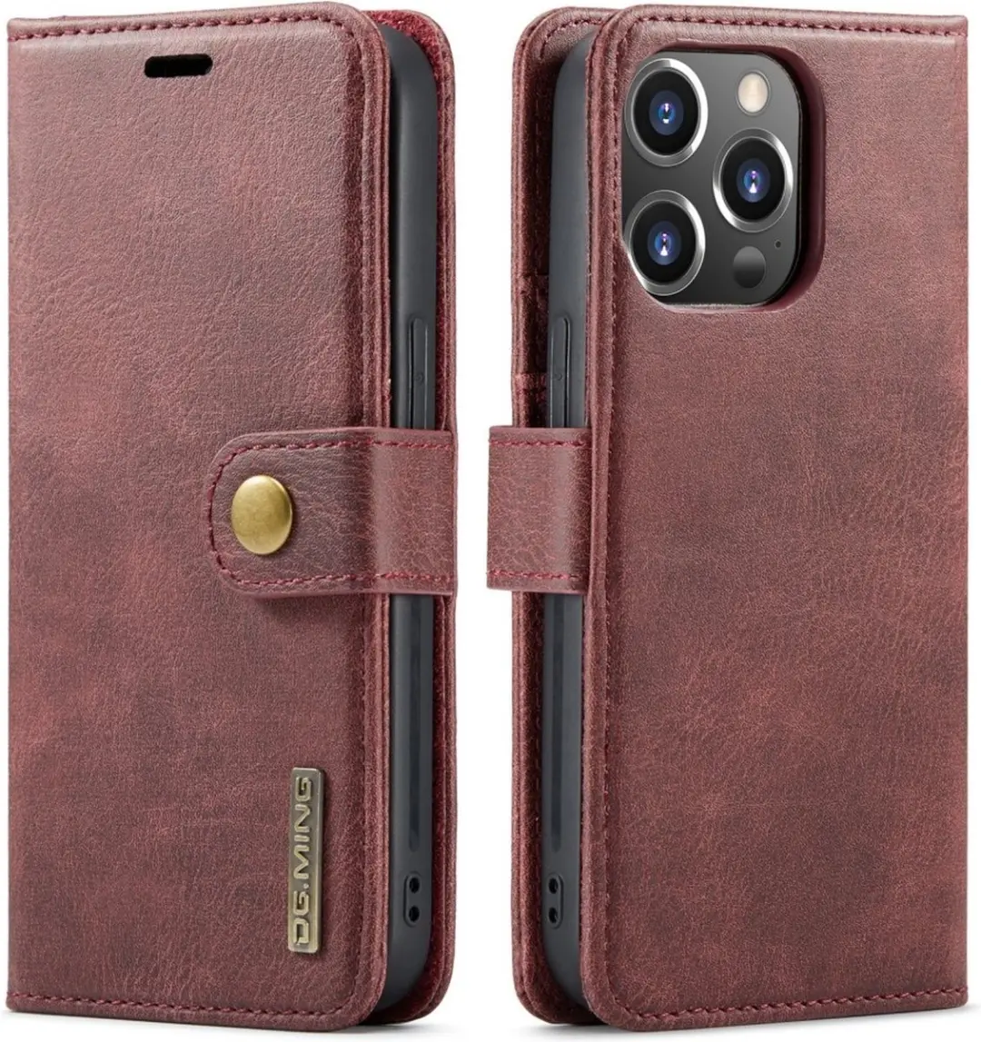 DG.MING iPhone 16 Pro Max Hoesje 2-in-1 Book Case Bordeaux - afbeelding 6 van 6