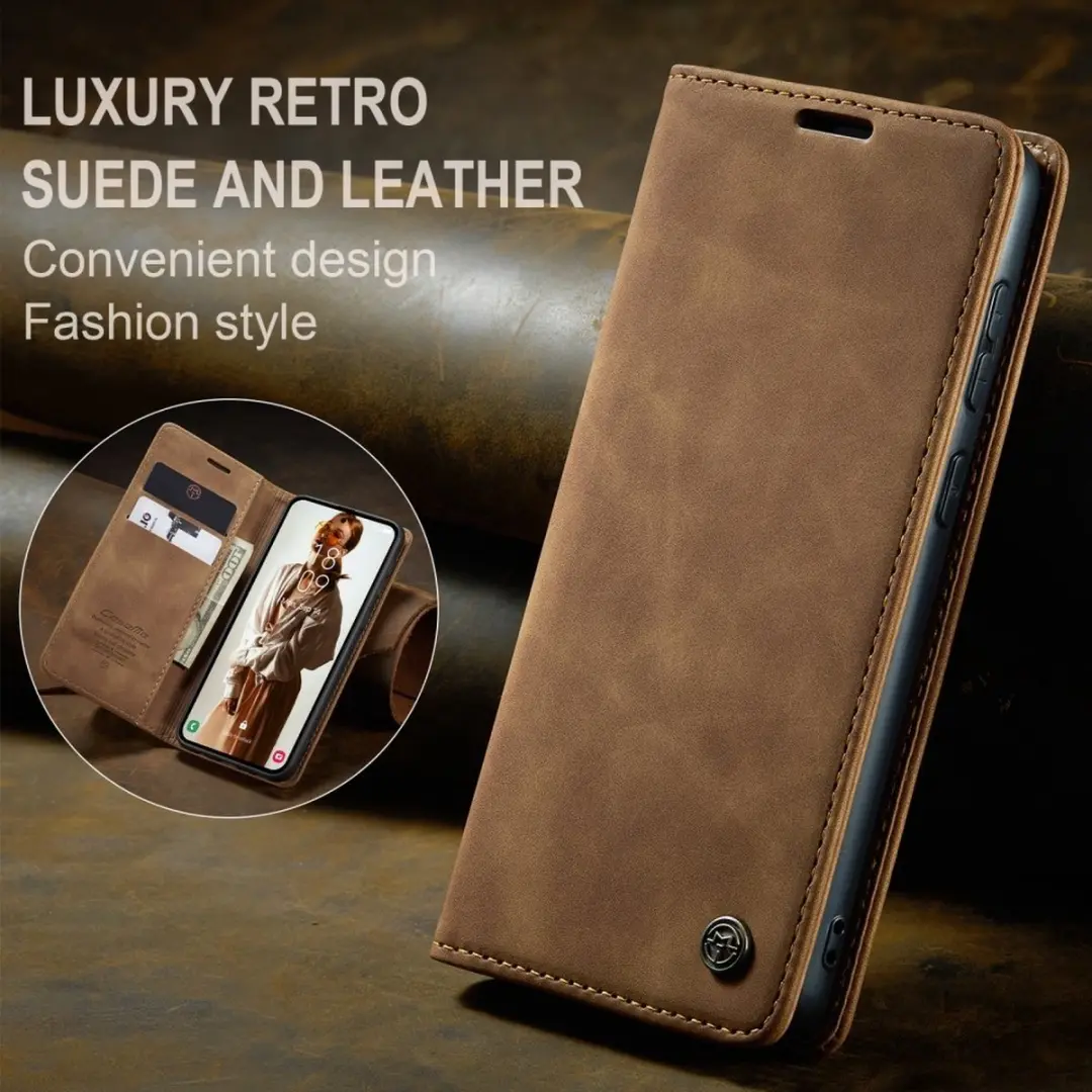 Caseme 013 Book Case Hoesje - Samsung Galaxy A35 - 2 Pasjes - Bruin