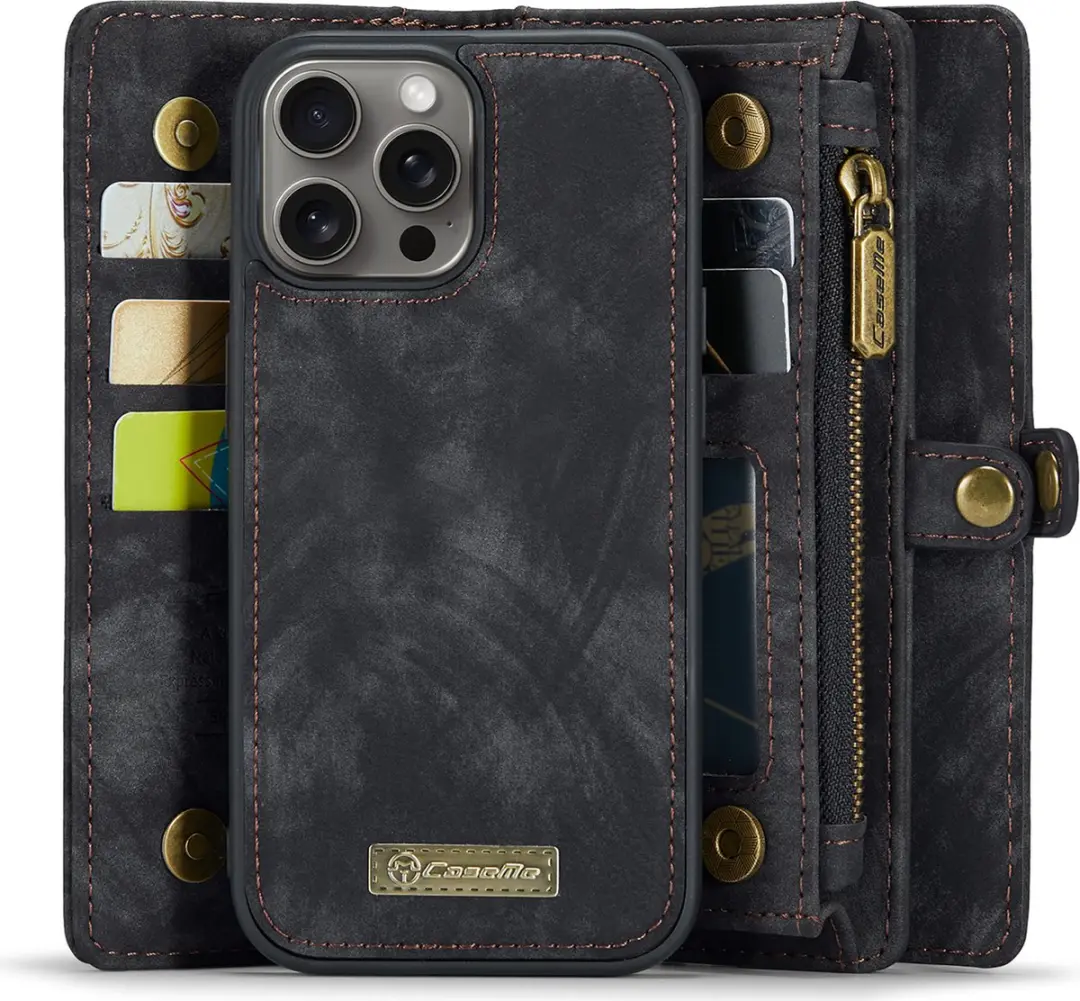 Caseme CSM-8551399 Bookcase Hoesje iPhone 16 Pro - Zwart