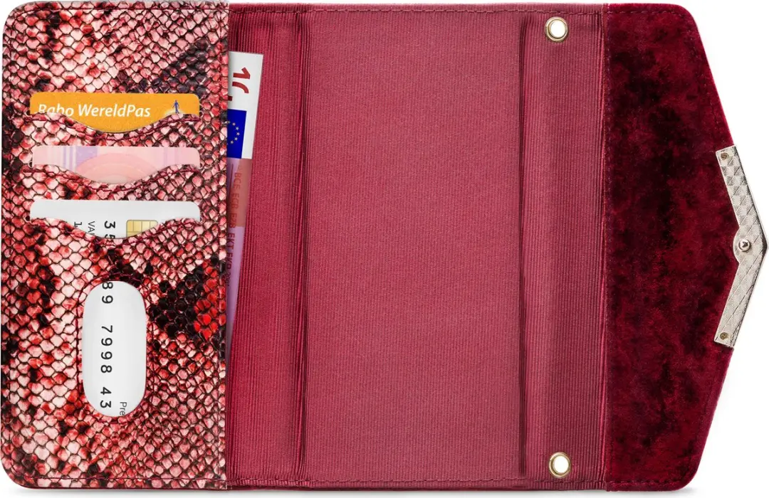 Mobilize iPhone 12 Pro Max Clutch Case - Slangenprint Rood - 4 Pasjes