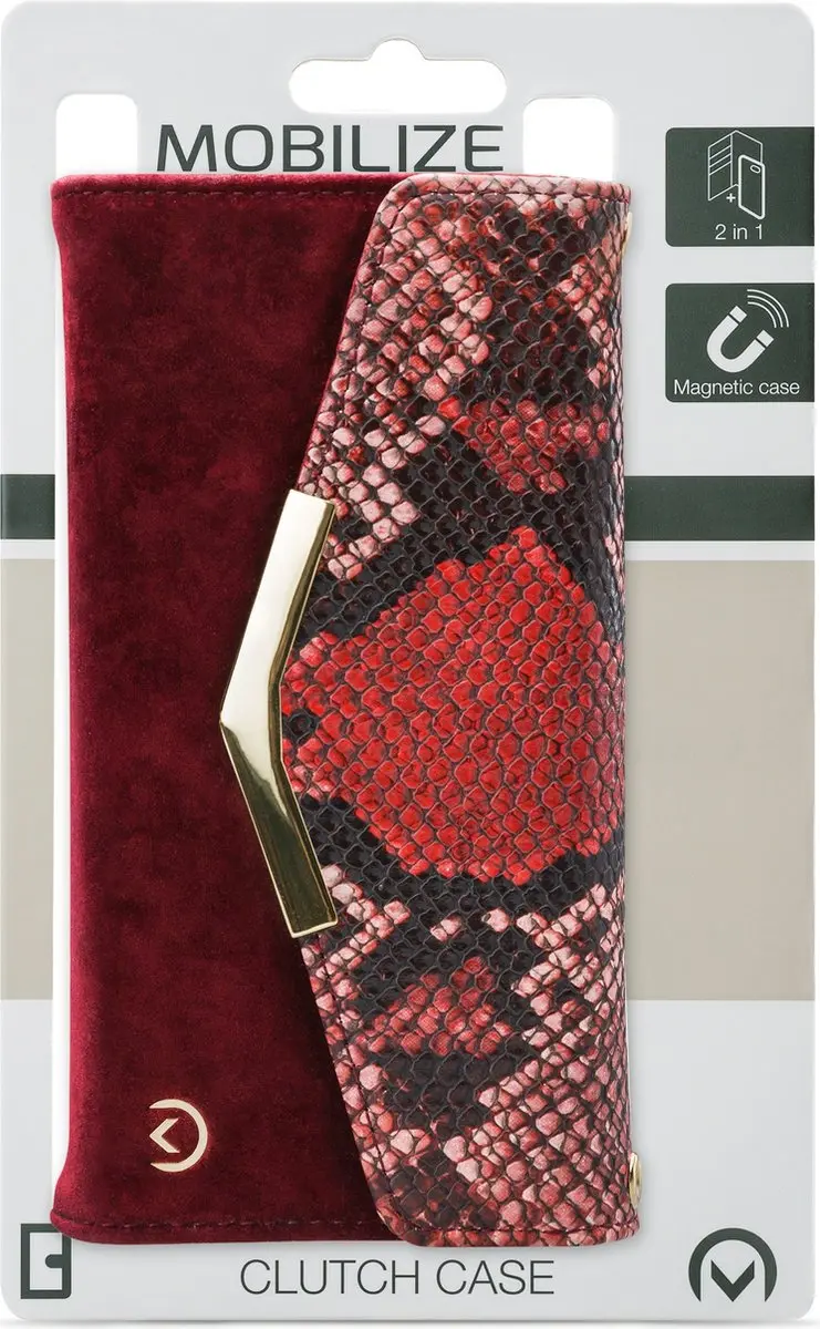 Mobilize iPhone 12 Pro Max Clutch Case - Slangenprint Rood - 4 Pasjes