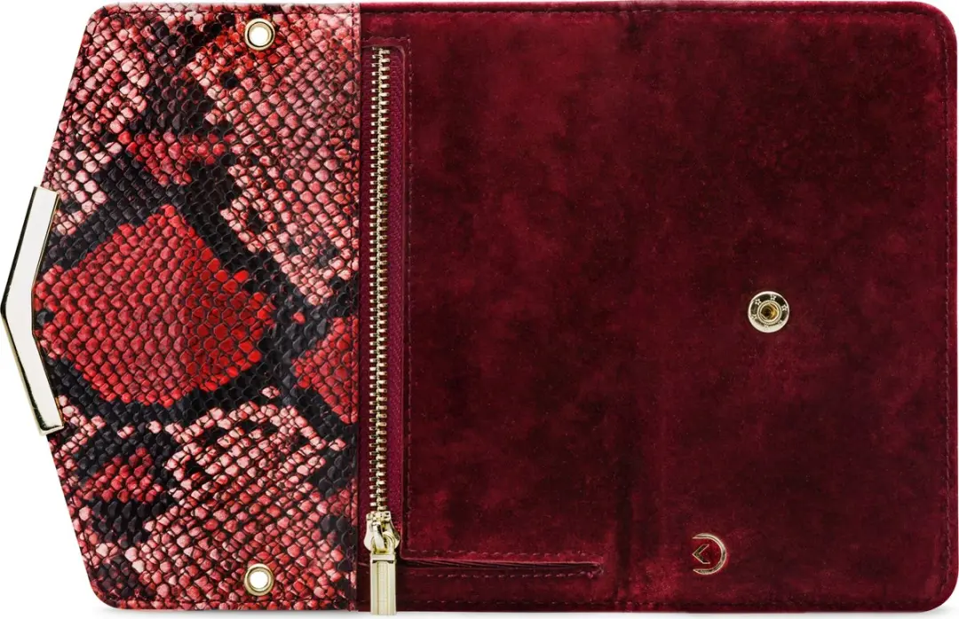 Mobilize iPhone 12 Pro Max Clutch Case - Slangenprint Rood - 4 Pasjes