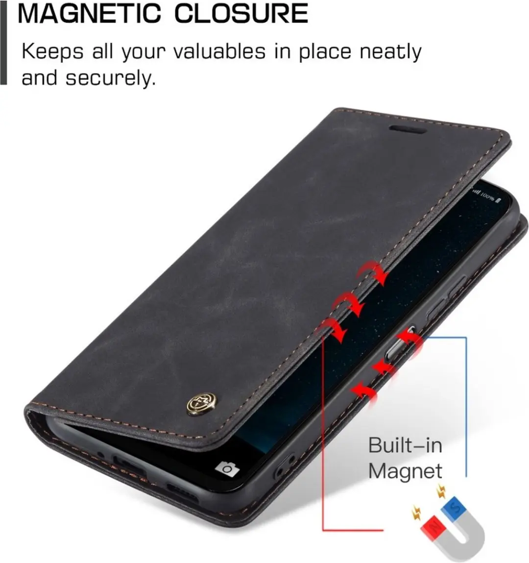 Caseme 013 Book Case Hoesje Samsung Galaxy A26 - Zwart - afbeelding 6 van 6