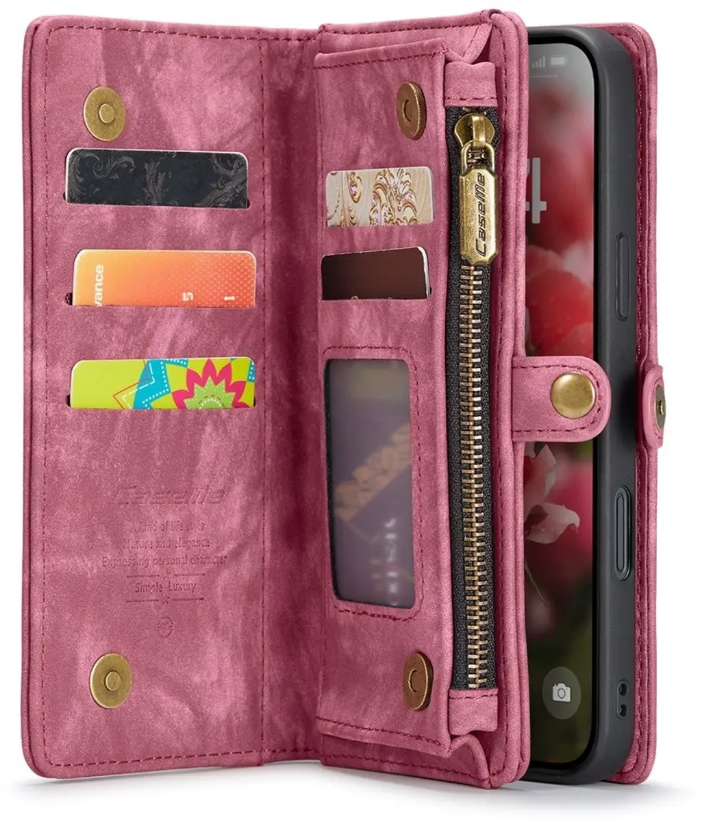 Caseme 008 iPhone 16 Hoesje - Book Case & Portemonnee - 8 Pasjes - Pink