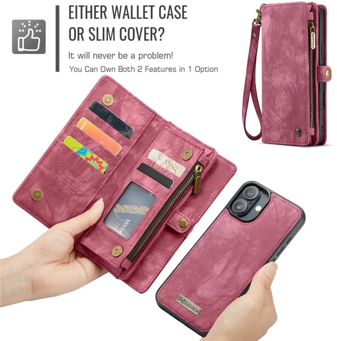 Caseme 008 iPhone 16 Hoesje - Book Case & Portemonnee - 8 Pasjes - Pink - afbeelding 6 van 6
