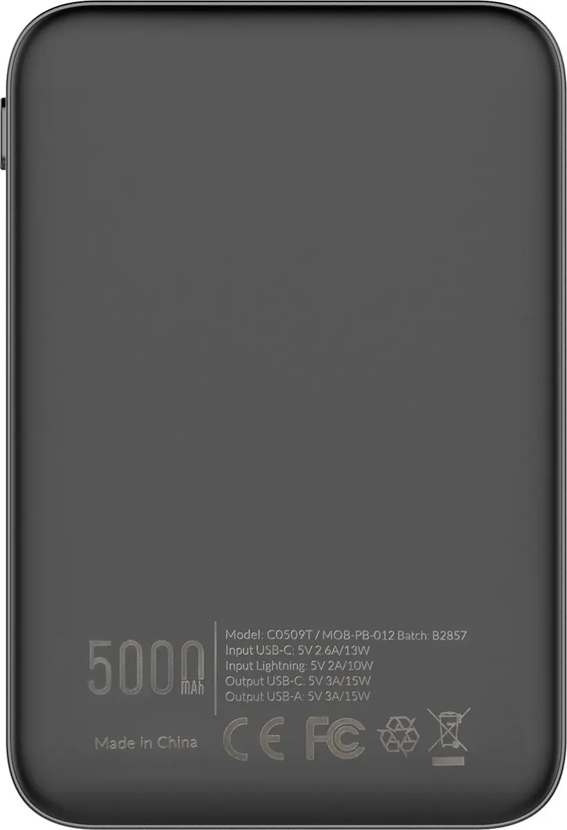 Mobilize Powerbank 5000mAh 10W - Zwart - afbeelding 6 van 6